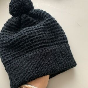 Black Knit Pom-Pom Beanie handmade